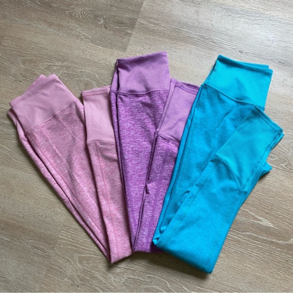 ALO Yoga Pink, Purple, and Blue Leggings